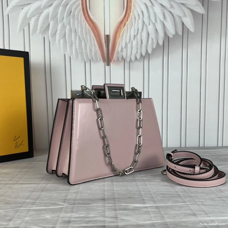 Fendi Bag Calf Peekaboo Mini In Leather Cherry Cut 0715